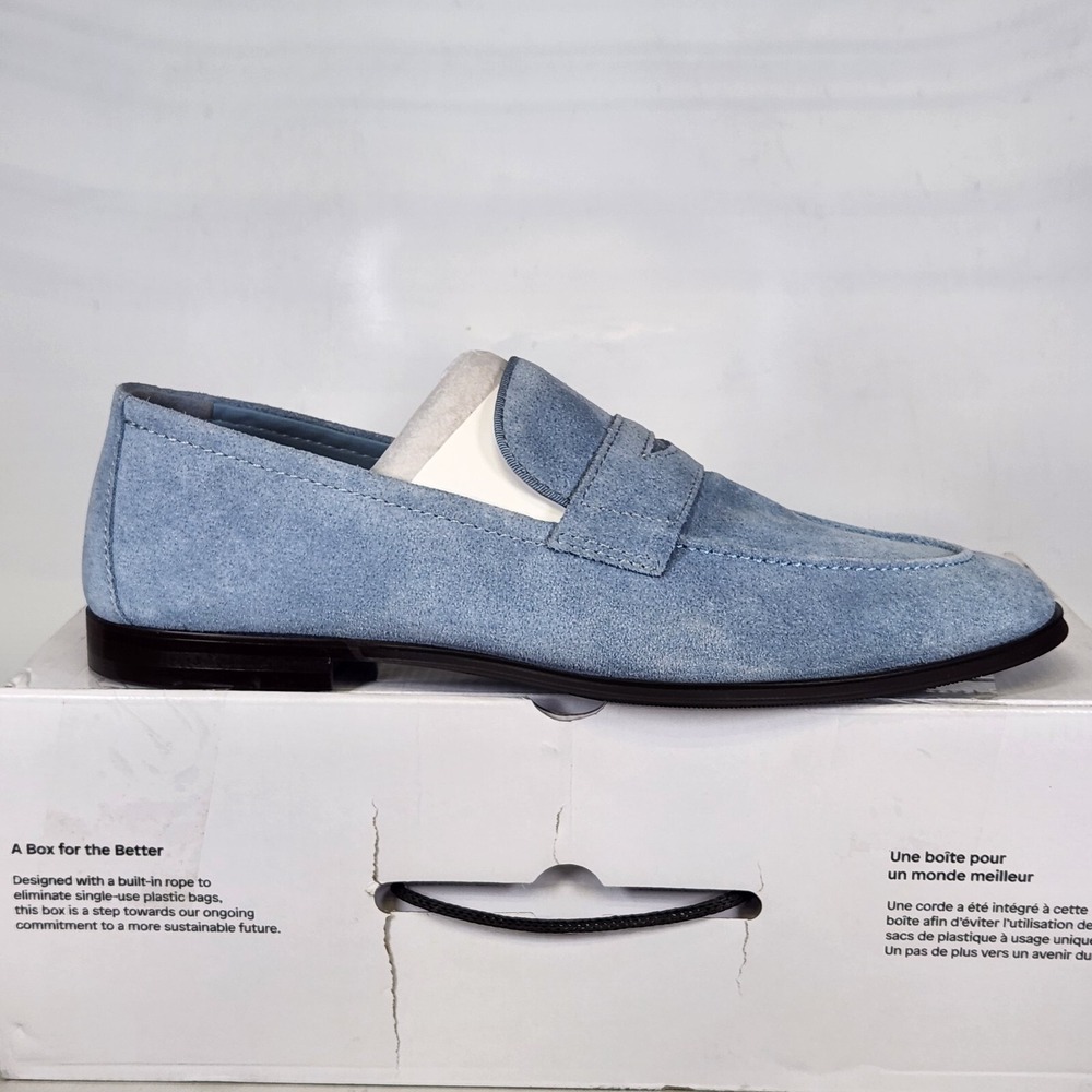 Aldo Loafers Men Size 11 Blue Suede Journey Penny Loafers Slip On Shoes